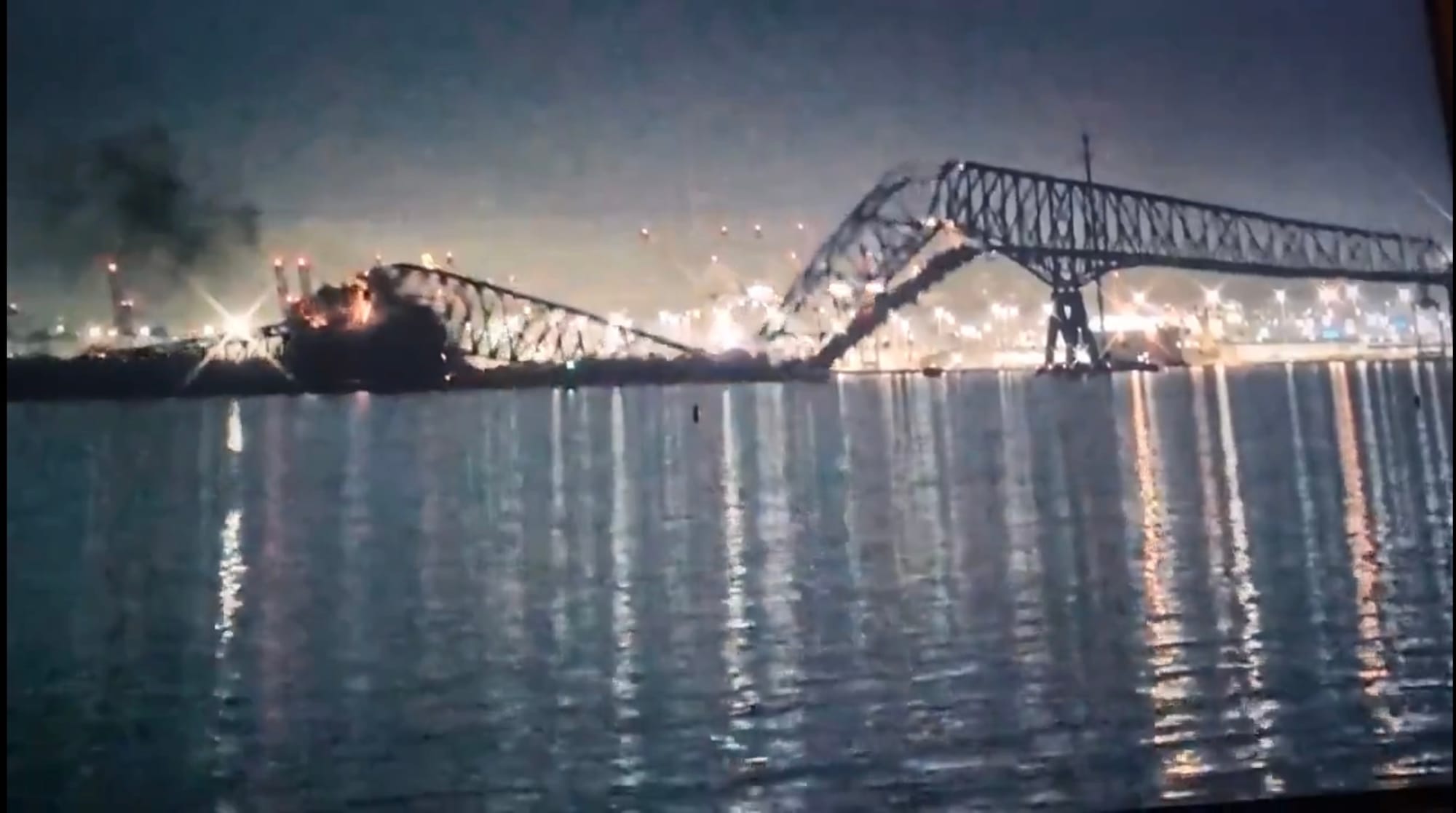 Catastrophic Collapse: Baltimore's Francis Scott Key Bridge Plummets After Ship Collision