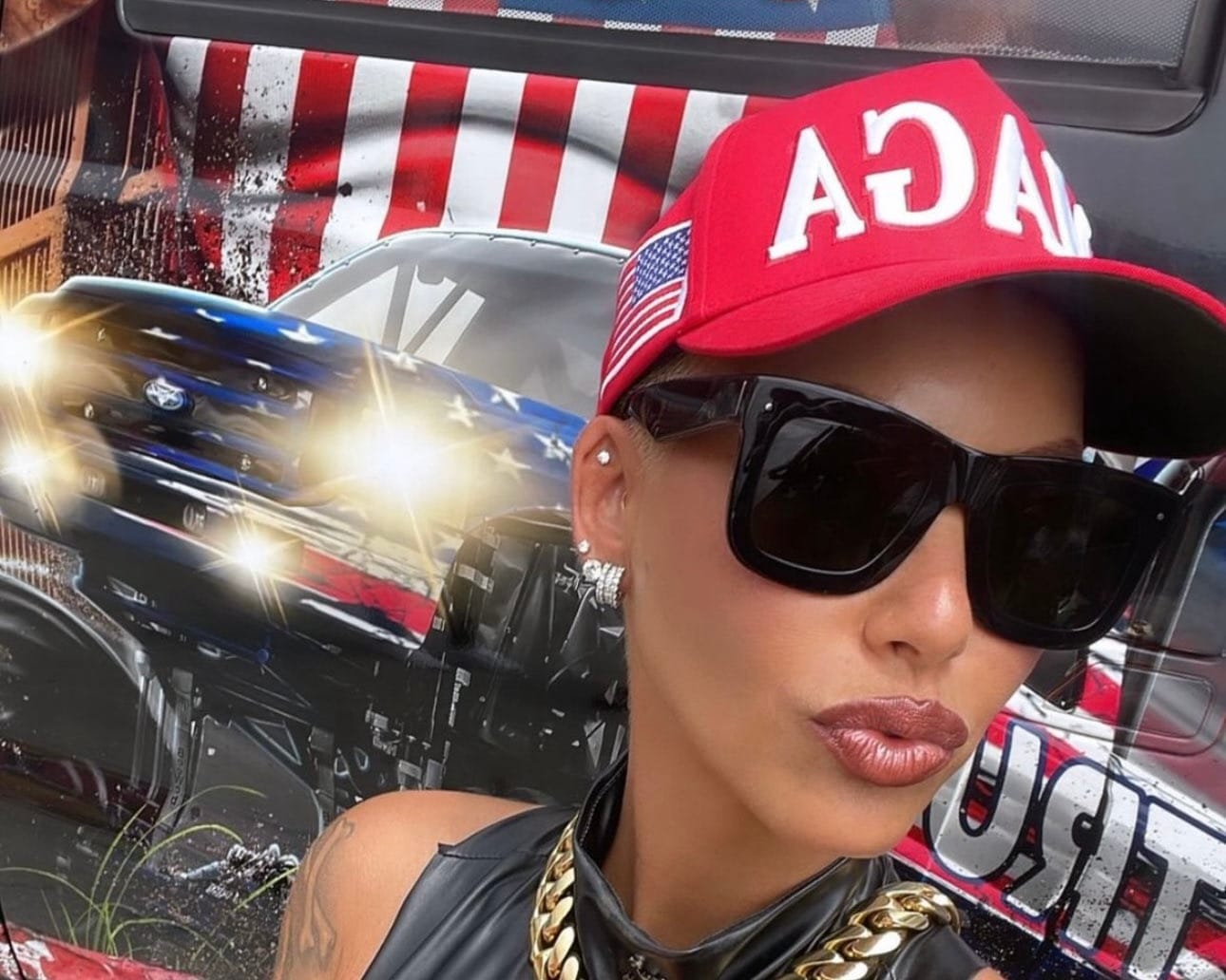 Amber Rose Doubles Down on Trump Support with MAGA Hat and Ring