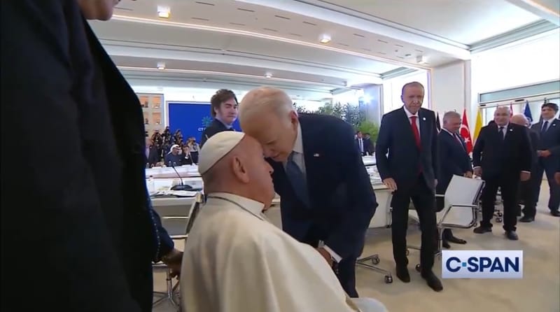 Biden's Uncomfortable Forehead-to-Forehead Gesture with Pope Francis Sparks Social Media Debate on Mental Health Concerns post image